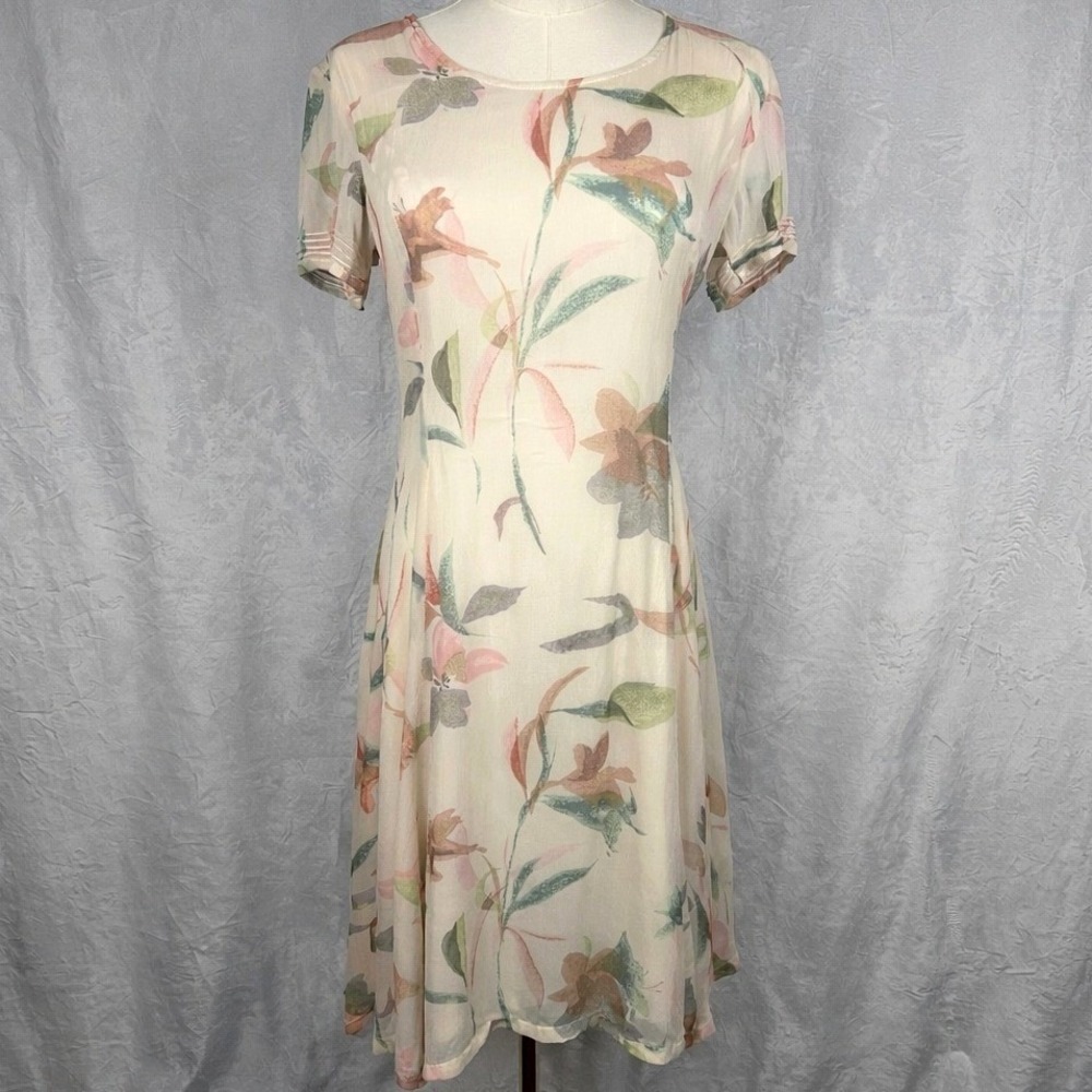 Vintage Monsoon Floral Midi Tea Dress Cottagecore Romantic Boho Size 6/Small - Picture 1 of 9